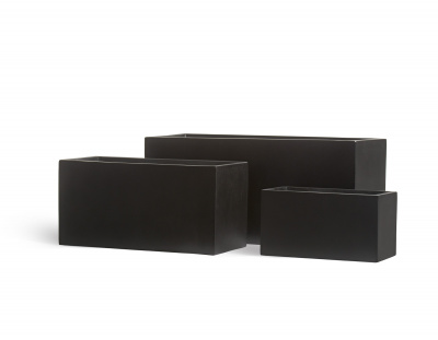 Кашпо TREEZ Effectory Black Stone Низкий прямоугольник