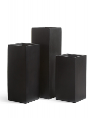 Кашпо TREEZ Effectory Black Stone Высокий куб